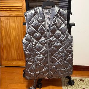 Shiny Silver Reversible Packable vest